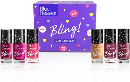 BLUE HEAVEN Bling Combo, matte & pearly shades, Long Lasting Chip Resistant Hot Glam Edition  (Pack of 6) at Rs. 163