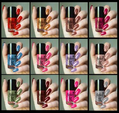 Fashion Bar Red Nail Polish Combo Pack of 12 Red