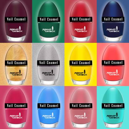 Ramp Walk Jazzy Nail Polish 5 ml each Cyan,Maroon,Red,Green,Blue,Yellow,Mauve ,Light Blue,Grey,Golden,Rich Red,Magenta