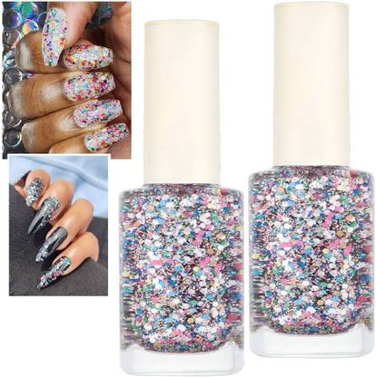 tanvi27 Long Lasting, Quick Drying, Professional Rainbow Glitter Nail Polish combo` RAINBOW
