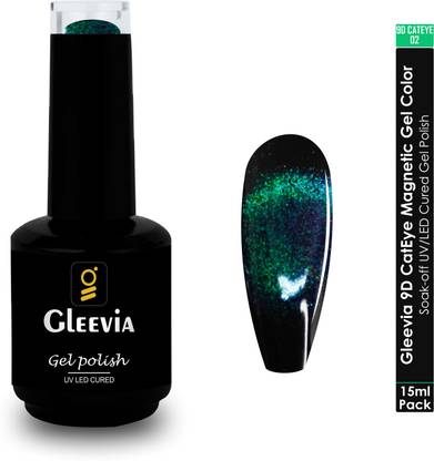 Gleevia 9D CatEye UV Gel Polish- Magnetic 9D Gel Nail Polish for Professionals 15ml 9D02 Color: Sherpa Blue