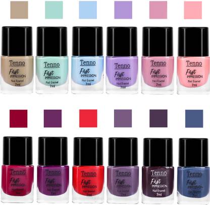 tenno PASTEL BRIGHT SHINE NAIL PAINT MAROON, TURQUOISE BLUE, ROSE RED, PURLE