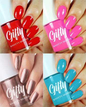 GIFTY Nail Lacquer (Girlishhh Shades) Bossy Red,Babbydoll Pink,Magical Gold,Orchid