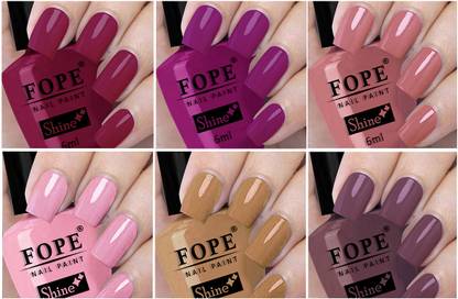 FOPE Long Shine Glossy Nail polish set-3-18Baby Pink,Nudes Spring,Purplish Nude Wine,Royal Magenta,Dark Peach,,Baby Pink,Nudes Spring,Purplish Nude