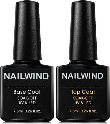 RUBY FACE Combo Kit of UV Top Coat Glossy and Base Coat Rubber 7.5ml Each Pack Nail Art Design Manicure Gifts for Women, Transparent (Pack of 2)