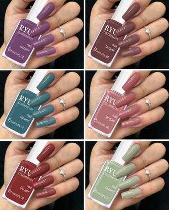 RYUK Gloss Gel Like Shine Nail Polish Set for Stunning Nails Pack of 6 Multicolor