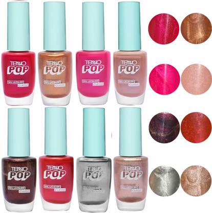 tenno POP HIGH SHINE GLOSSY NAIL PAINT MULTICOLOR (PACK OF 8) MULTICOLOR 2