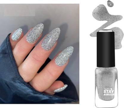 Arcanuy nail polish glossy finish silver glitter SILVER