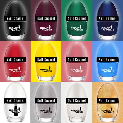 Ramp Walk Jazzy Nail Polish 5 ml each Maroon,Green,Blue,Transparent,Yellow,Black,White,Mauve ,Grey,Golden,Rich Red