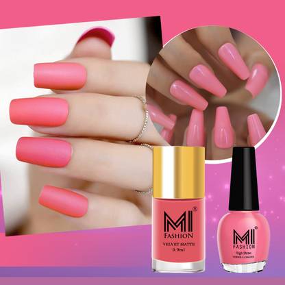 MI FASHION Sparkle and Svelte A Glamorous and Chic Matte Nail paint combo pack Light Pink,Peach