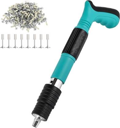 EMNDR Portable Mini Fixer Furniture Pressure Cordless Nail Gun Pneumatic Nailer Multipurpose Manual Steel Nail Gun with 16 Nails for Cement Wall, Metal Pneumatic, Cordless  Nailer