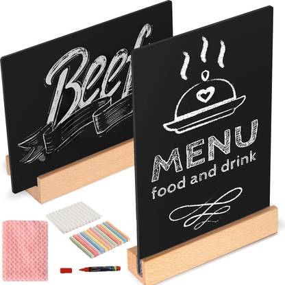 Desi Rang Chalkboard Signs with Stand Chalk Board Message Menu Display 5x7 in 8 pcs Black Name Plate Holder