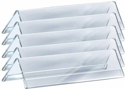 BRIZEM 2 Compartments acrylic Clear Acrylic 2-Sided V-Shaped Display Stand Name Plate 2 x 8 Inch - 5 Pack