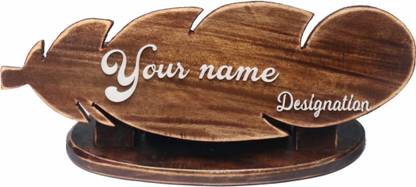 ARK WOOD ART Customized Name Plate Holder Desk Sign Frame for Table Display brown Name Plate Holder