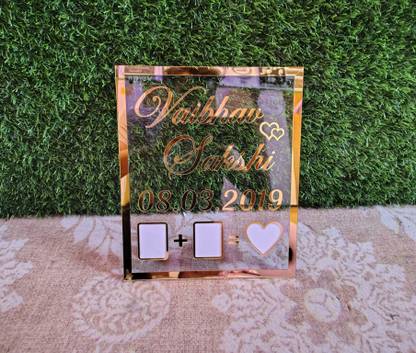 PY Creations Polypropylene Personalized Wedding Gift / Couple Anniversary Frame Name Plate