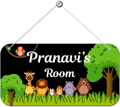 Ashvah Wooden Pranavi Door Sign Kids Room Name Plate