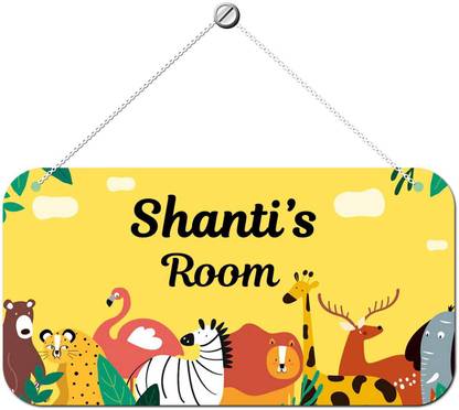ARTBUG Wooden Shanti Door Sign Kids Room Name Plate