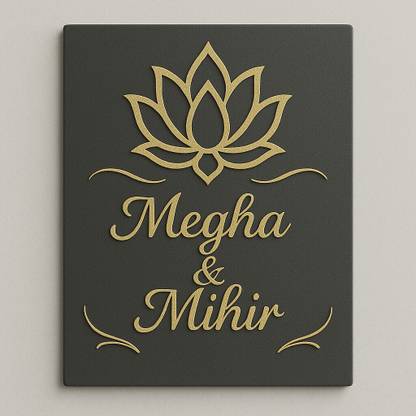 Splash Wooden Lotus Name Plate