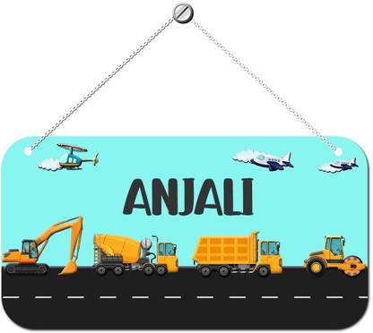 Ashvah Wooden Anjali Door Sign Kids Room Name Plate