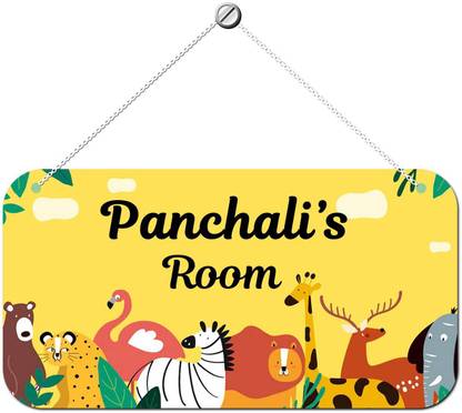ARTBUG Wooden Panchali Door Sign Kids Room Name Plate