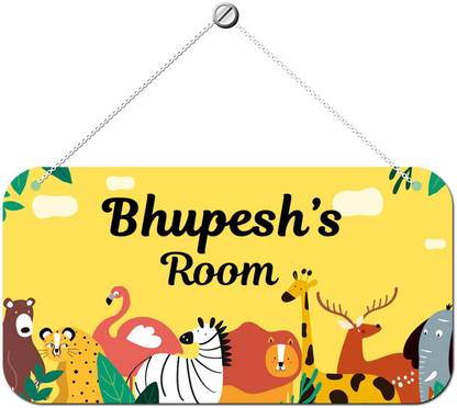 ARTBUG Wooden Bhupesh Door Sign Kids Room Name Plate