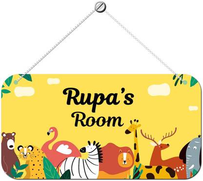 ARTBUG Wooden Rupa Door Sign Kids Room Name Plate