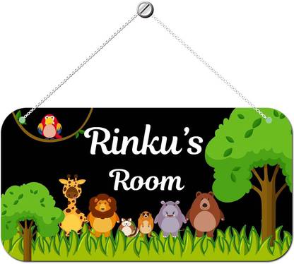 Wall Name Rinku Ashvah Wooden Rinku Door Sign Kids Room Name Plate Price in India - Buy ...