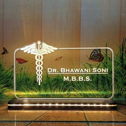 BeamCarft Polypropylene Doctor Table Desk Name Plate for Home Office Table Top Name Plate