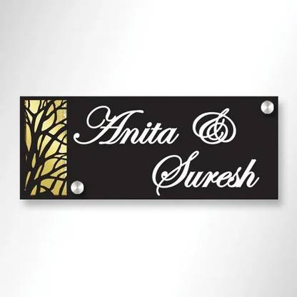 decorguruart Glass Acrylic Lasercut Name Plate – Name Plate Design for Home Name Plate