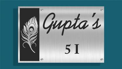 SEF Graphix Stainless Steel Feather Name Plate