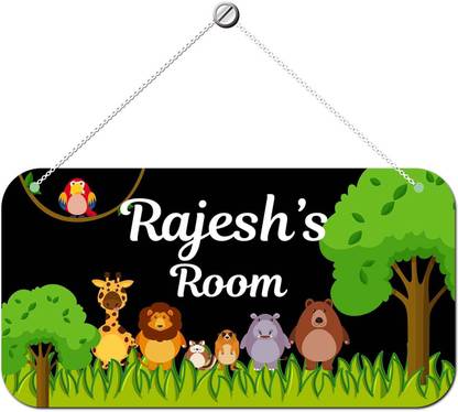 Ashvah Wooden Rajesh Door Sign Kids Room Name Plate
