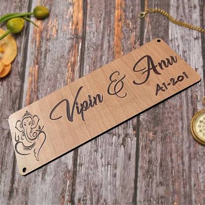 Asmi Collections Wooden Engraved Name Plate