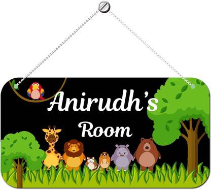Ashvah Wooden Anirudh Door Sign Kids Room Name Plate