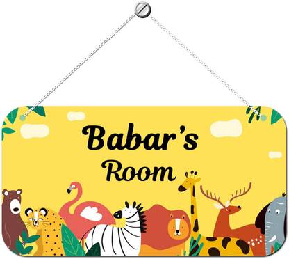 ARTBUG Wooden Babar Door Sign Kids Room Name Plate