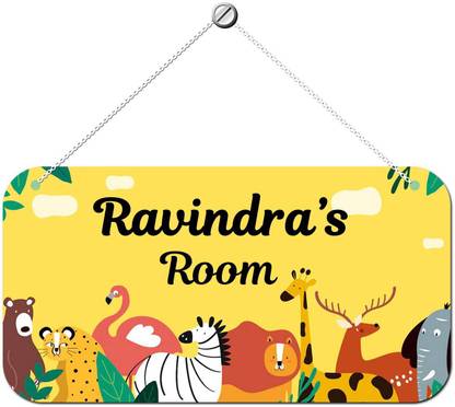 ARTBUG Wooden Ravindra Door Sign Kids Room Name Plate