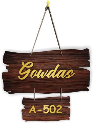 ne2han Wooden outdoor Name Plate