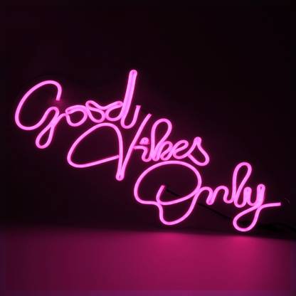 OVG Plastic Good Vibes Only Neon Sign Light LED 12inch×18 inch For Wall Decor, All Occasions Name Plate