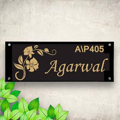 MAHADEVKREATION Glass Customized Personalized Acrylic Name Board Plates Home Name Plate