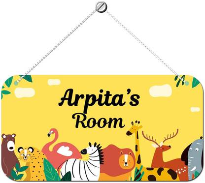 ARTBUG Wooden Arpita Door Sign Kids Room Name Plate