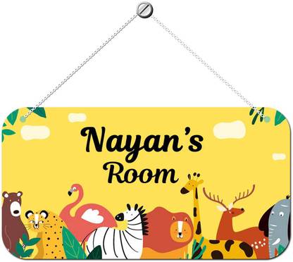 ARTBUG Wooden Nayan Door Sign Kids Room Name Plate