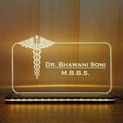 BeamCarft Polypropylene Doctor Table Desk Name Plate for Home Office Table Top Name Plate