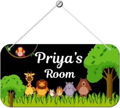 Ashvah Wooden Priya Door Sign Kids Room Name Plate