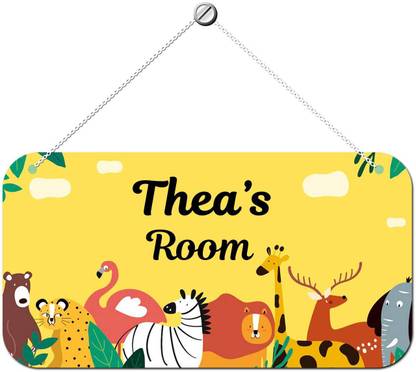 ARTBUG Wooden Thea Door Sign Kids Room Name Plate