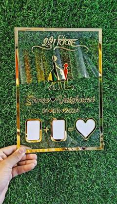 PY Creations Polypropylene Shubh Vivah Customized Name Plate – Couple Art with Memory Frames, Wedding Gift Name Plate