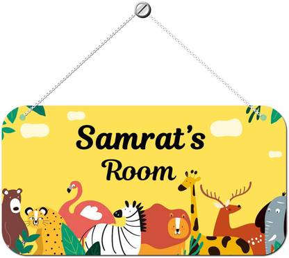 ARTBUG Wooden Samrat Door Sign Kids Room Name Plate