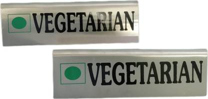 90 Degree Stainless Steel Waterproof Vegetarian Table Sign Display, Stand Board Tag for Restaurant, 2 pc Name Plate