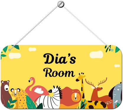 ARTBUG Wooden Dia Door Sign Kids Room Name Plate