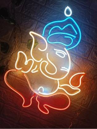 TRUEDUKAAN Plastic GANPATI MULTICOLOR NEON LIGHT BOARD Name Plate