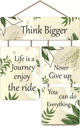 newshivcollection Wooden Think Bigger Decorative Wooden Wall Hanger for Home Decor Office Name Plate