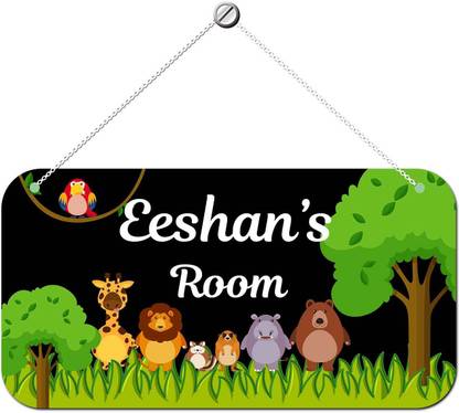 Ashvah Wooden Eeshan Door Sign Kids Room Name Plate